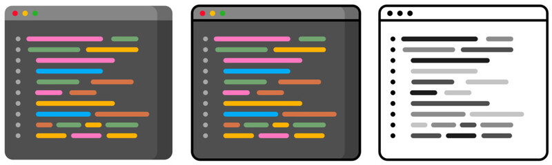 Simple coding, programming, development window for business, software, engineering, website, UI, blog, technical diagram and more. Computer science vector illustration with editable stroke