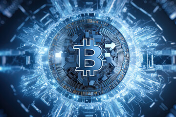 Frozen Bitcoin Circuit with Futuristic Design