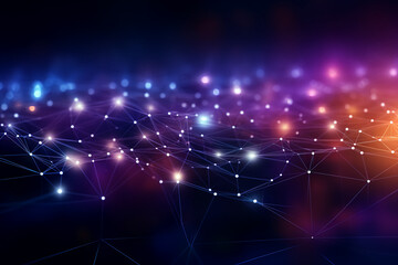 Fototapeta premium digital data connection and particles abstract background