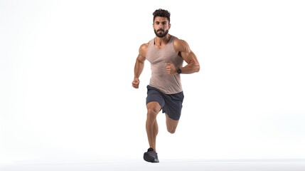 Fototapeta na wymiar Athletic young man as a runner isolated on white background.