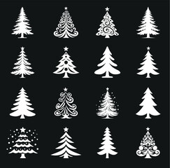 Collection of Christmas trees, modern flat design. Can be used for printed materials leaflets, posters, business cards or for web