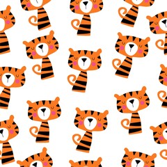 Fototapeta na wymiar seamless pattern with funny tigers