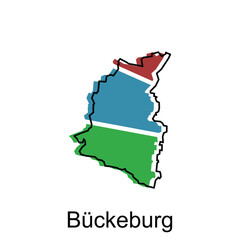 Buckenburg High detailed illustration map, World map country vector illustration template