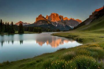 lake in the mountains generated Ai.