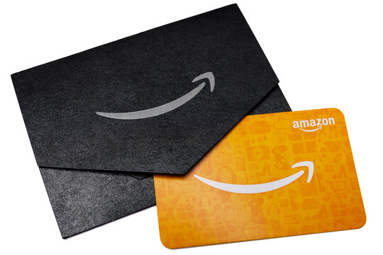 ATLANTA, GEORGIA - JULY 25, 2023 : Amazon gift cards can be used to purchase items from the Amazon.com website via computer or mobile device.