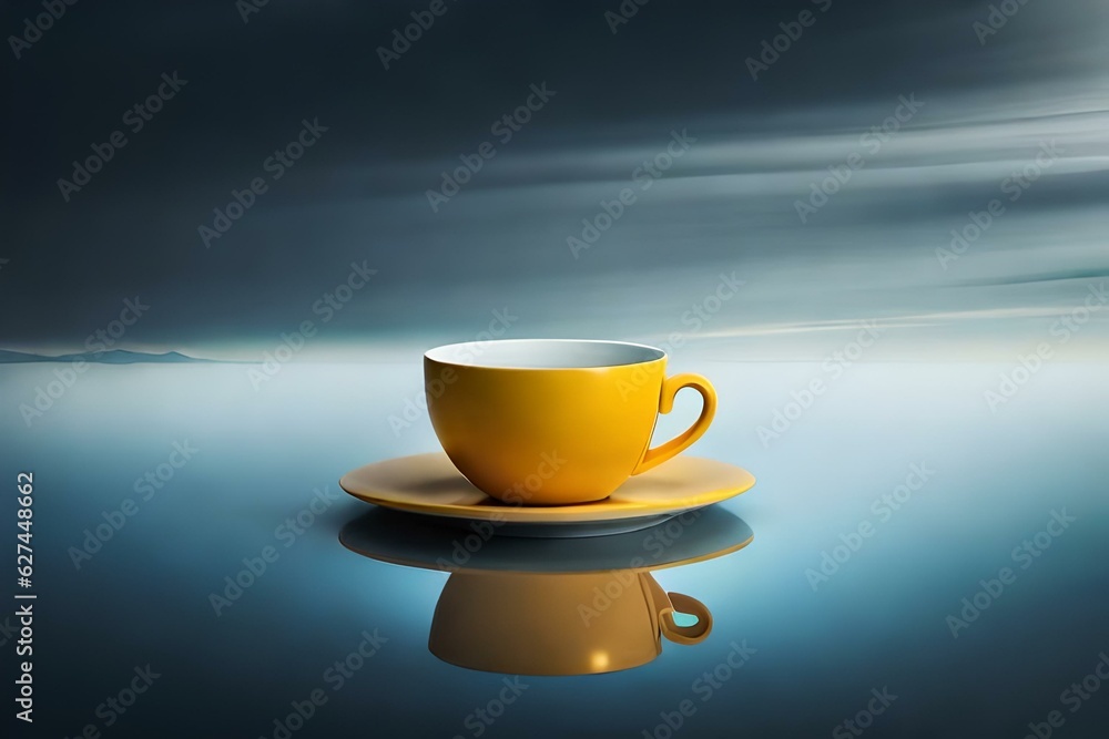 Wall mural cup of coffee on blue background