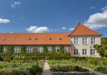 Happy wanderlust in Borgvold park in Viborg. Borgvold at Nørresø is located in a place where there was a place of violence in the High Middle Ages,Viborg,Denmark