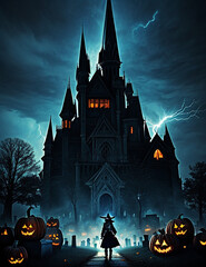 evil castle in the night