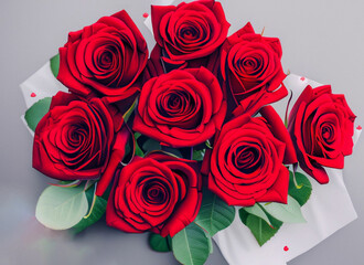 Red rose bouquet with gift tag