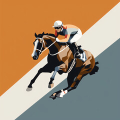 flat illustration of a running horse in action