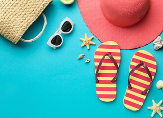 beach accessories on sandy