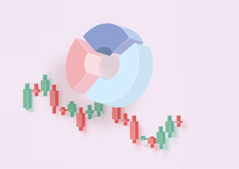 3D stock trade investment graph icon in market. 3d Sell and buy money cash and exchange with finance business, earning investment.