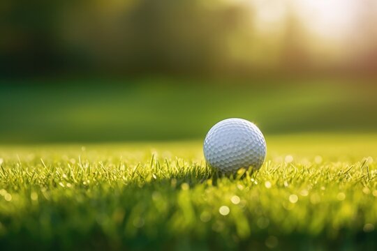 a golf ball on a vibrant green field