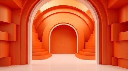 Illustration of a beautiful orange room with elegant arches and stunning architectural details