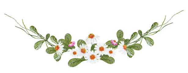 Daisy - Gänseblümchen, Aquarell Illustration watercolor Clipart Blume Hochzeit Flower handmadecards kartengestaltung Muster pattern