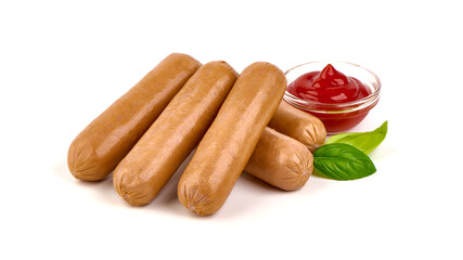 Bavarian sausages, isolated on white background.