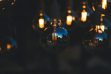 stylish light bulbs in the cafe