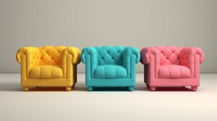 Illustration of a vibrant row of chairs in various colors