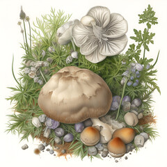 mushrooms on a green leaf