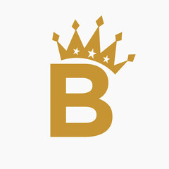 Crown Logo On Letter B Luxury Symbol. Crown Logotype Template