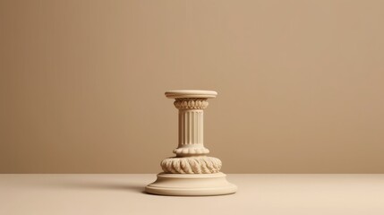 Decorative beige column plinth with space for item