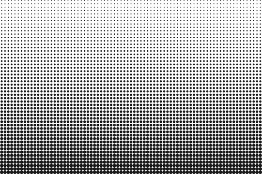 Halftone gradient dots background. Monochrome texture for printing on badges, posters, and business cards.