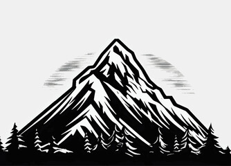 vector image of a mountain in black color on a white background