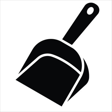 black dustpan icon on white background clip art preview