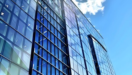 Obraz premium modern office building with sky blue background black-white clouds wallpaper 