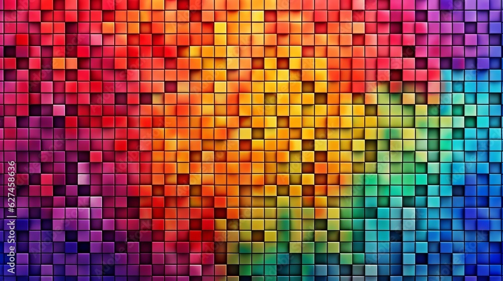 Poster bright abstract mosaic pattern, colorful background with squares