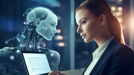 A customer interacting with a chatbot on a banking website or mobile app, highlighting the convenience and efficiency of AI-powered customer support