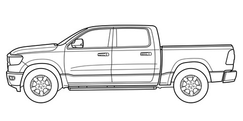 Pick-up truck. Vector doodle illustration