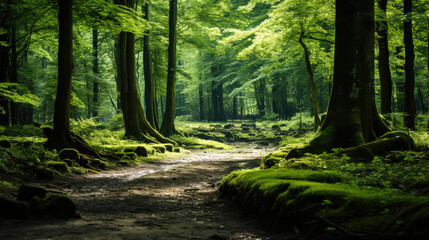 Obraz premium Serene and secluded forest. Generative AI