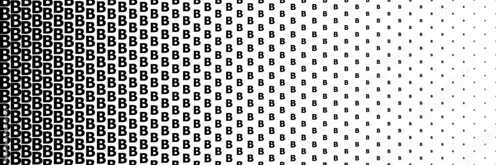 Wall mural horizontal black halftone of capital letter B design for pattern and background.