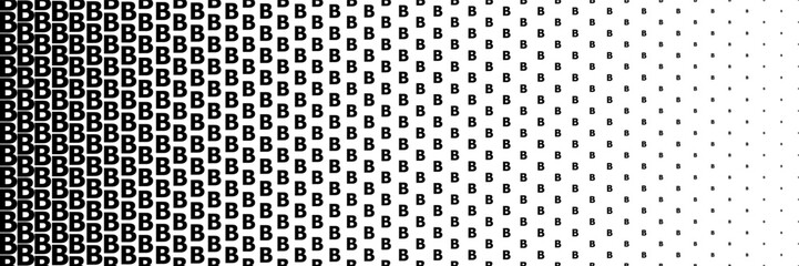 horizontal black halftone of capital letter B design for pattern and background.