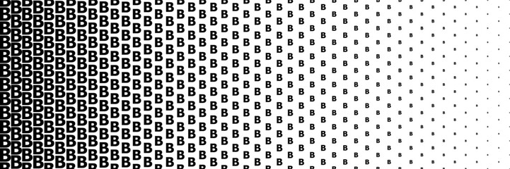 horizontal black halftone of capital letter B design for pattern and background.