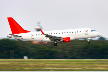 Untitled passenger plane at airport. Aviation industry and aircraft. Air transport and flight travel. International transportation. Fly and flying. Creative photography.