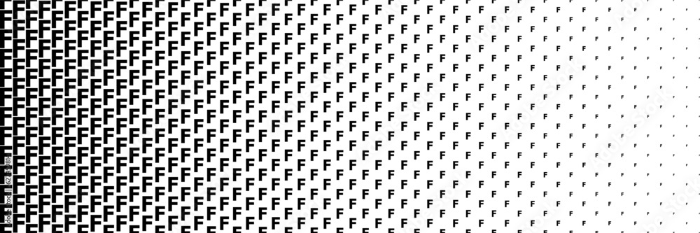 Poster horizontal black halftone of capital letter f design for pattern and background.