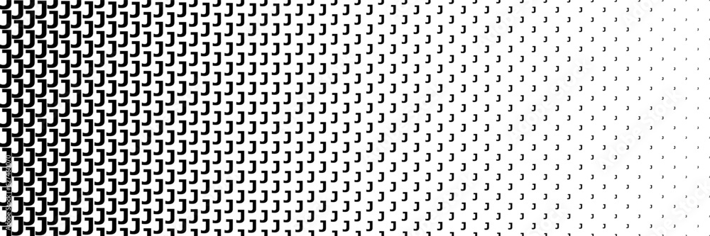 Poster horizontal black halftone of capital letter j design for pattern and background.