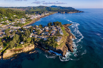 Still Drone Photo of Depoe Bay Oregon on the Oregon Coast Pacific Northwest 0057