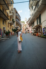Beautiful female model at one of the most colorful villages in Cinque Terre