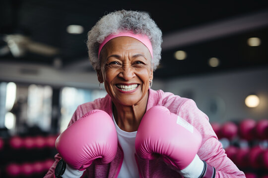 Older woman ready to fight against breast cancer. Generative AI