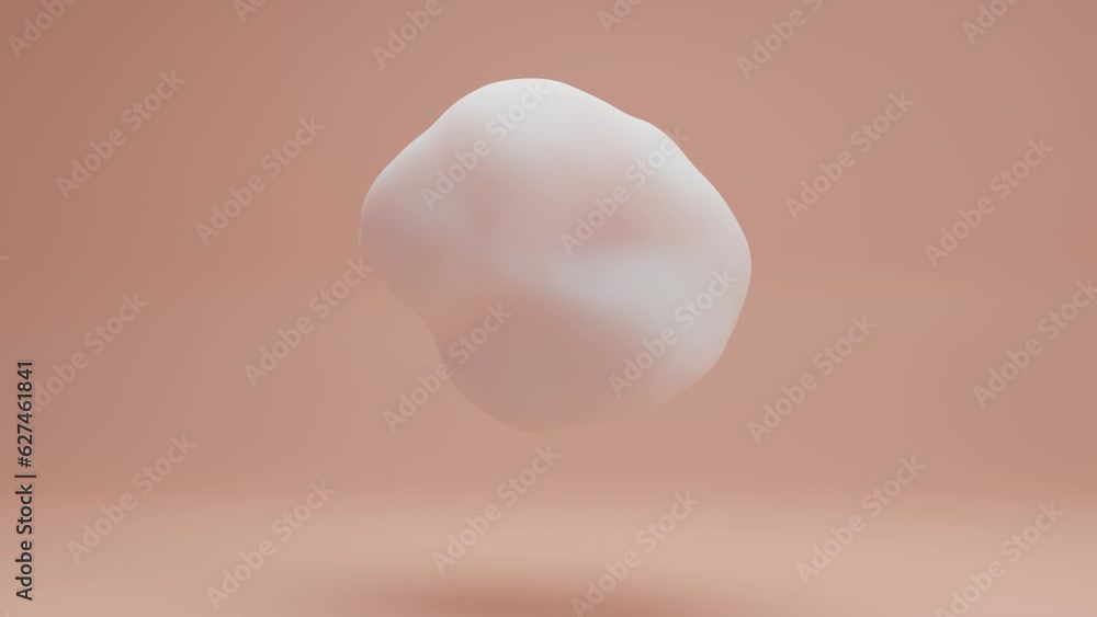 Poster abstract 3d loop animation. a milky drop, a sphere with waves in a pink studio on a pink background.