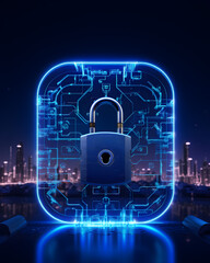 An advanced digital lock guarding valuable data. Generated AI