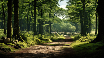 Fototapeta premium Serene and secluded forest. Generative AI
