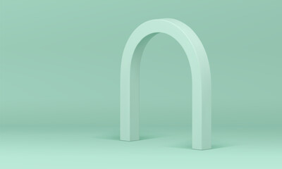 Realistic 3d display advertising showroom with arch light green studio background vector