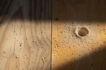 hole in wooden board with a light entering from the right  © benjamin