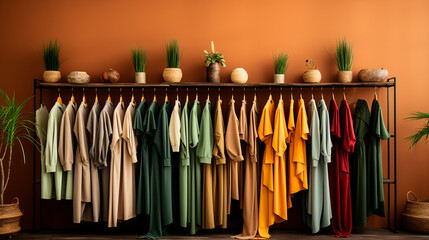 Minimalist New Naturalism-Inspired Wardrobe with Earthy Colored Clothing. Generative AI.