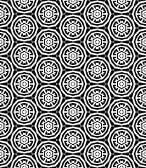 Black and white seamless abstract pattern. Background and backdrop. Grayscale ornamental design. Mosaic ornaments. Vector graphic illustration. EPS10.