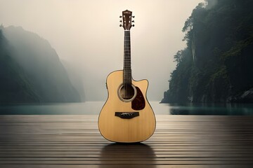 acoustic guitar on the beach
